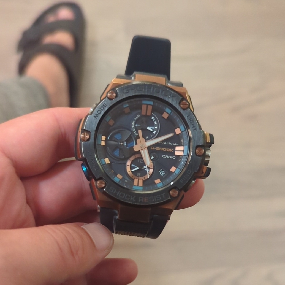 Casio Tough Solar Blue Rose Gold Chronograph Watch